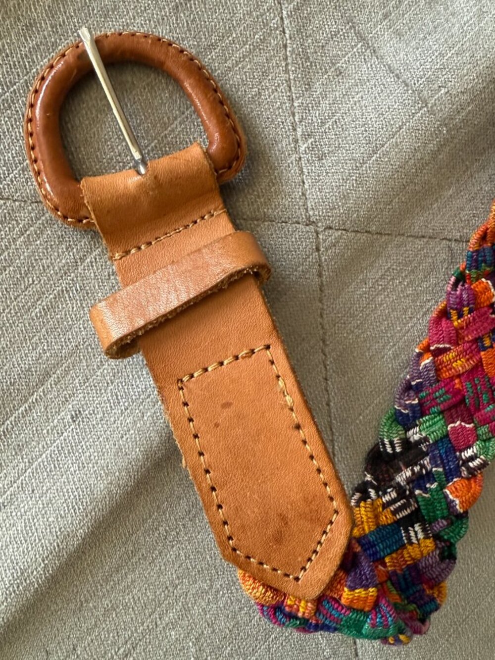 PRICE FIRM Vintage Multicolored Braided Brown Leather Belt 32 - Picture 5 of 9